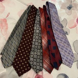 Men's Tie Set x6- Burgundy, Gray, Red, Purple all silk some vintage